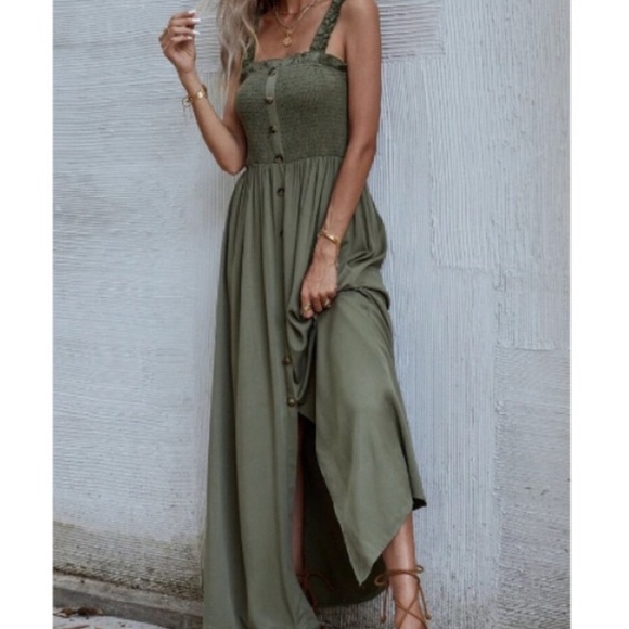 Boho shirred button through maxi dress - Picture 4 of 6